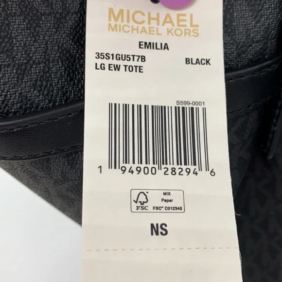 MICHAEL KORS BLACK SIGNATURE COLOR Emilia Large Logo Tote Bag